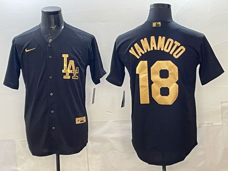 Men Los Angeles Dodgers #18 Yamamoto Black Gold 2026 Nike Game MLB Jersey 001->los angeles dodgers->MLB Jersey